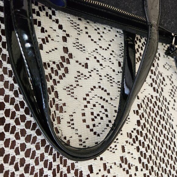 Nwot Coach Wool Blue & Black Satchel Handbag Purse - Picture 12 of 15